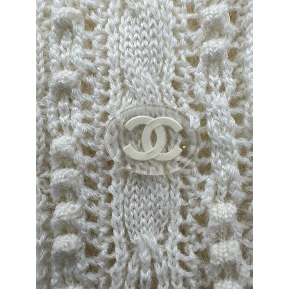 Chanel Dress Size 36 White Cashmere CC Knit Crochet Dress - Picture 15 of 16